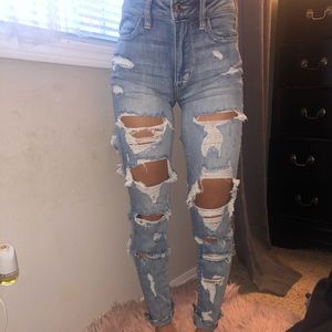 Ripped high wasted size 00 denim jeans